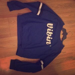 Graphic “Vibin” cropped sweater